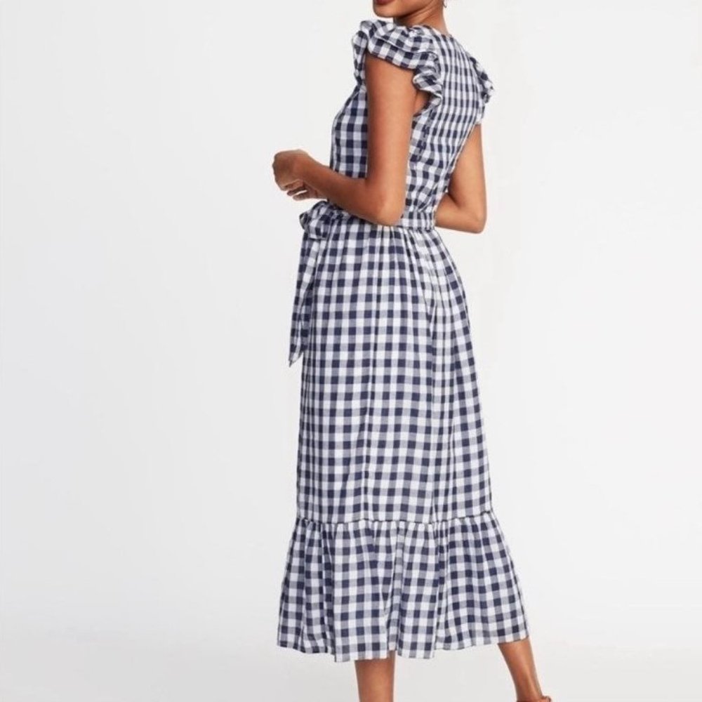 Old Navy Midi Blue Gingham Dress, Size S